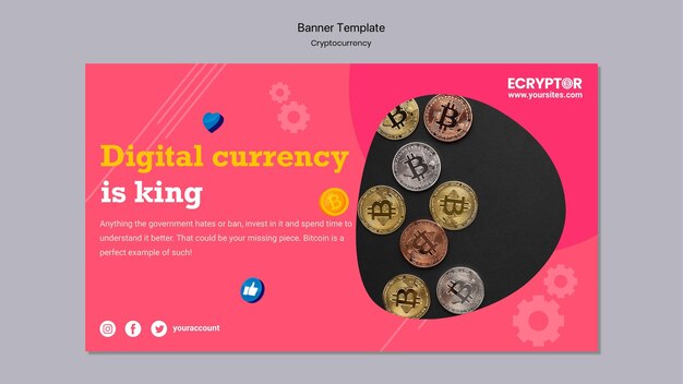 Plantilla de diseño de criptomonedas de banner