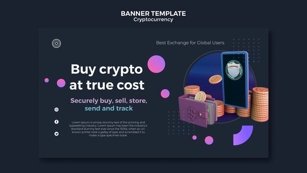 Plantilla de diseño de criptomonedas de banner