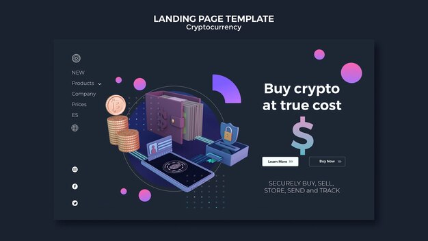 Plantilla de diseño de criptomonedas de página de destino