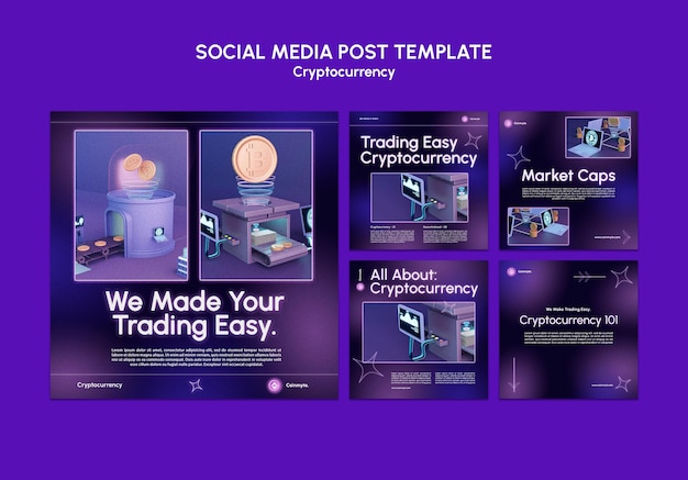 Plantilla de diseño de criptomonedas de publicación en redes sociales