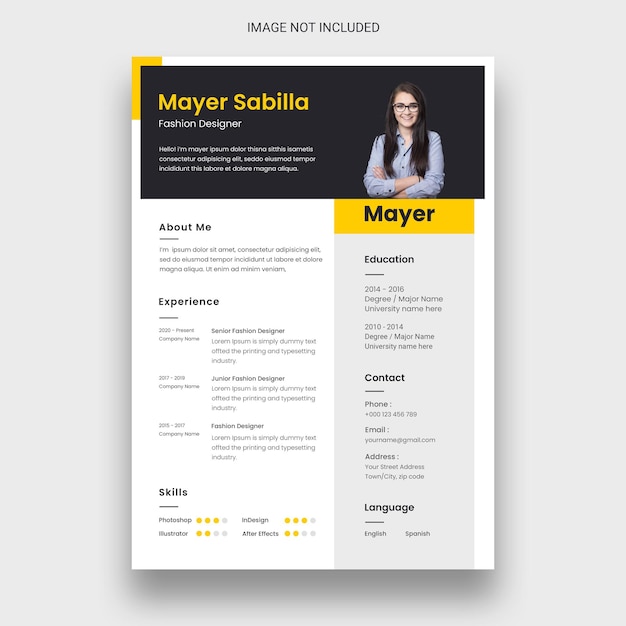 Plantilla de diseño de curriculum vitae o cv limpio y minimalista