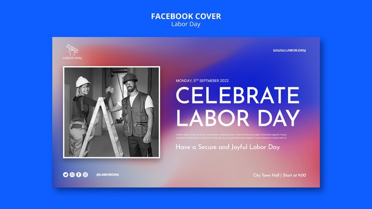 PSD gratuito plantilla de diseño degradado del día del trabajo