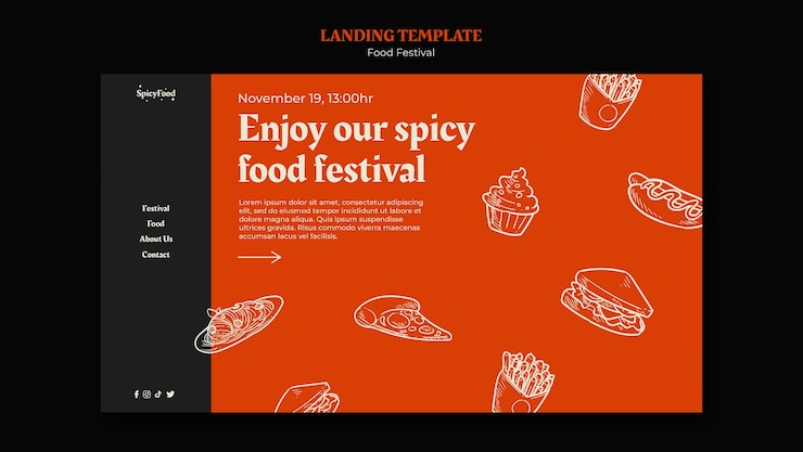PSD gratuito plantilla de diseño del festival de comida plana