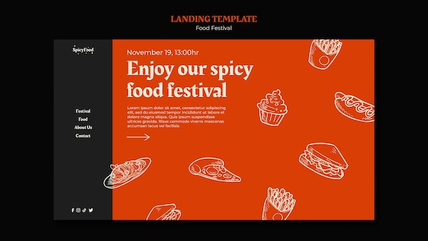 plantilla de diseño del festival de comida plana