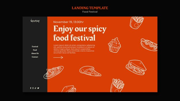 plantilla de diseño del festival de comida plana