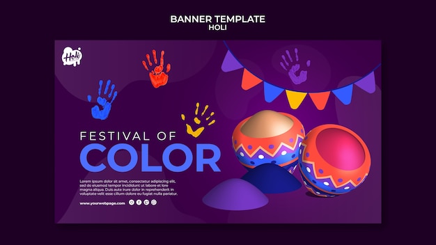 PSD gratuito plantilla de diseño de festival holi degradado