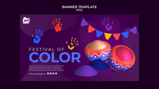 Plantilla de diseño de festival holi degradado