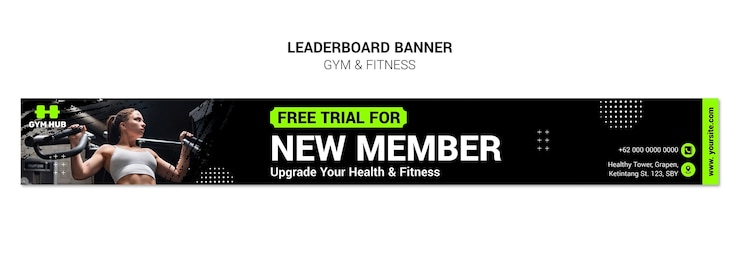 PSD gratuito plantilla de diseño de gimnasio plano