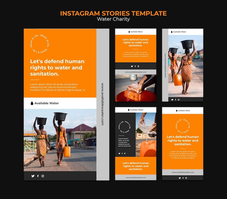 PSD gratuito plantilla de diseño de historia de insta de caridad de agua