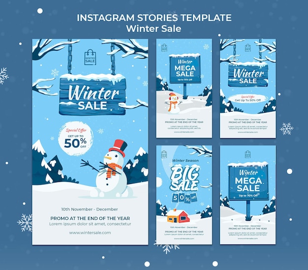 Plantilla de diseño de historia de insta de rebajas de invierno