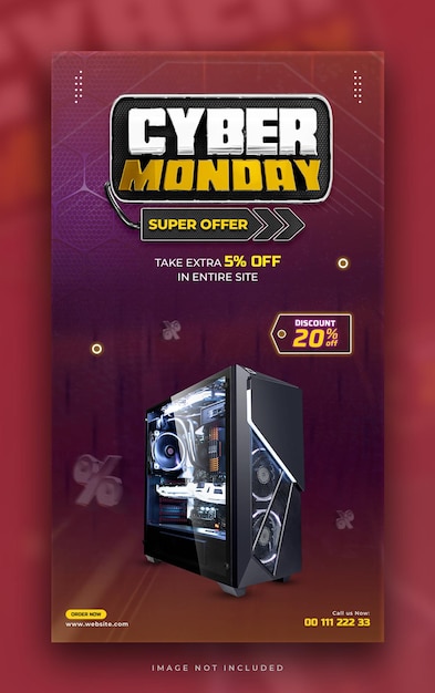 Plantilla de diseño de historia de redes sociales de superoferta de cyber monday