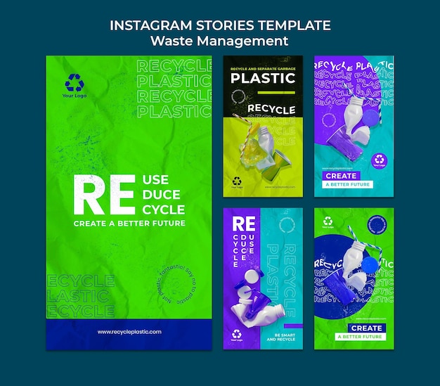 Plantilla de diseño de historias de insta de gestión de residuos