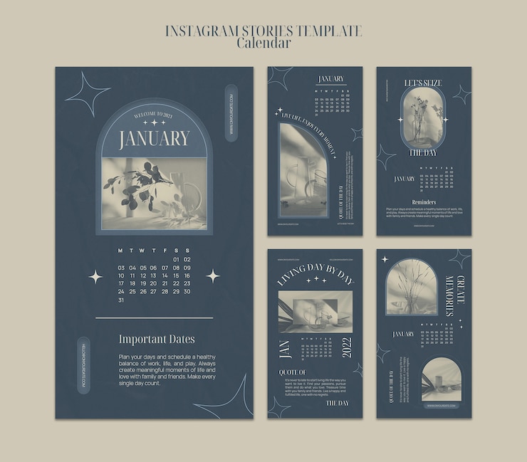 PSD gratuito plantilla de diseño de historias de instagram de calendarios