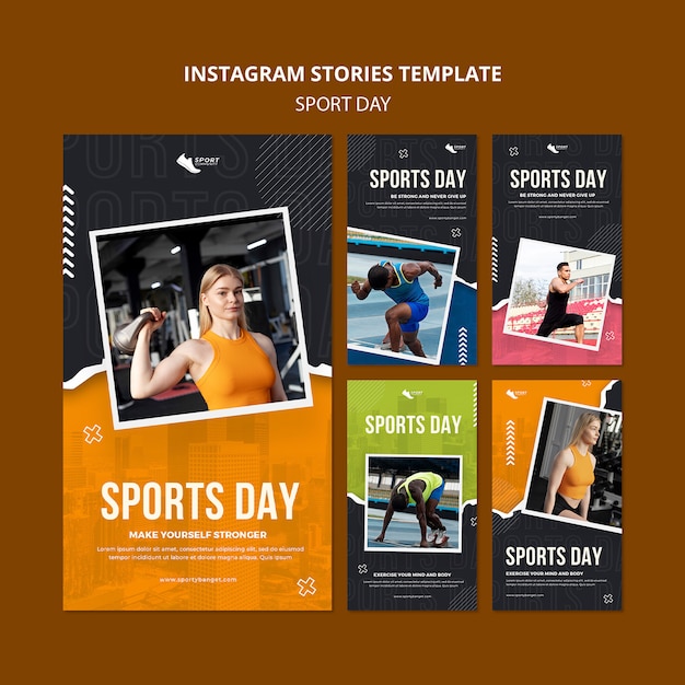 PSD gratuito plantilla de diseño de historias de instagram del día del deporte
