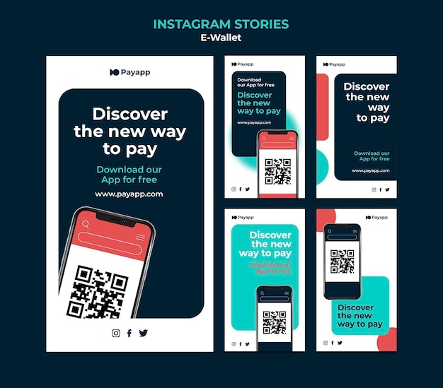 Plantilla de diseño de historias de instagram de ewallet