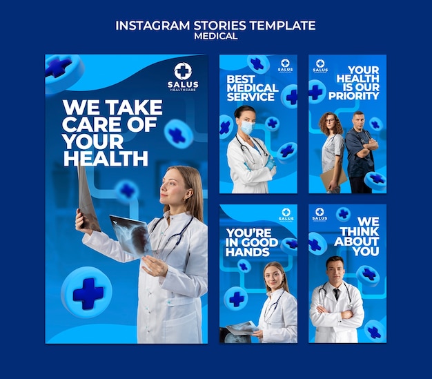 PSD gratuito plantilla de diseño de historias de instagram médico degradado