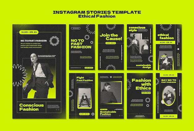 Plantilla de diseño de historias de instagram de moda ética