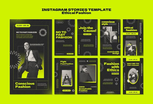 Plantilla de diseño de historias de instagram de moda ética