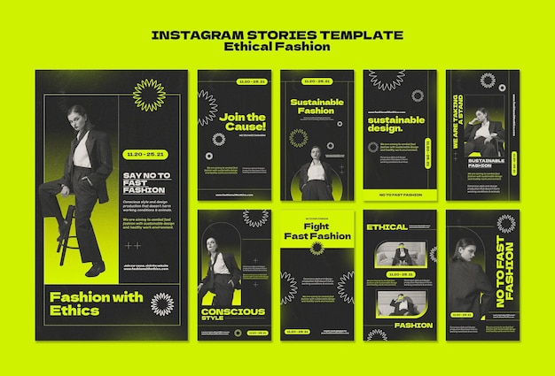 PSD gratuito plantilla de diseño de historias de instagram de moda ética