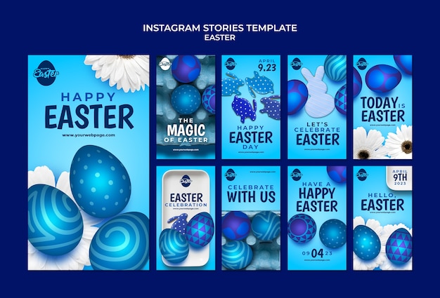 PSD gratuito plantilla de diseño de historias de instagram de pascua