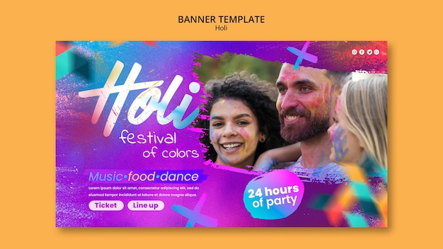 PSD gratuito plantilla de diseño holi degradado