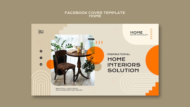 Plantilla de diseño de interiores de casa de diseño plano