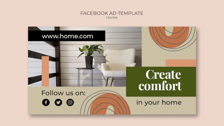 PSD gratuito plantilla de diseño de interiores de diseño plano de facebook