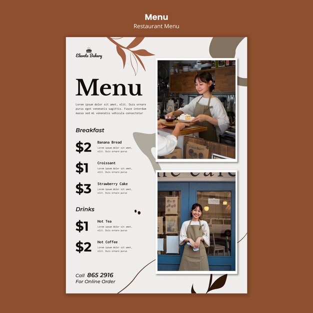Plantilla de diseño de menú de restaurante