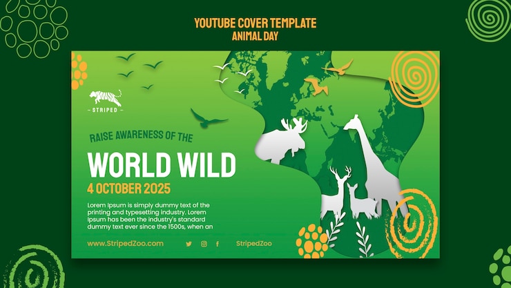 PSD gratuito plantilla de diseño de miniaturas de youtube del día de los animales