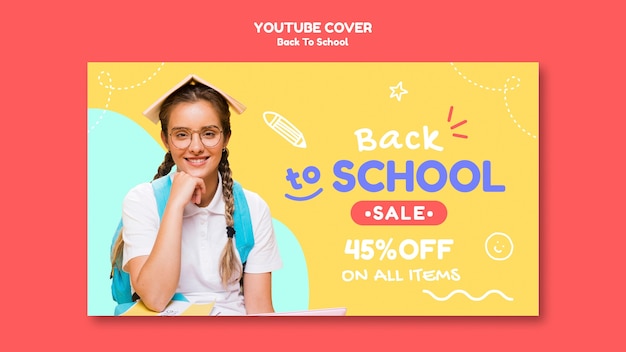 Plantilla de diseño de miniaturas de youtube de regreso a la escuela