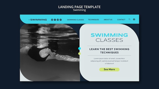 PSD gratuito plantilla de diseño de natación de diseño plano