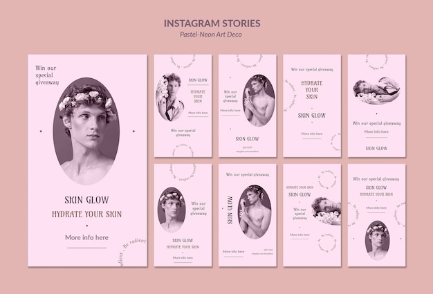 Plantilla de diseño de neo arte pastel de historias de instagram