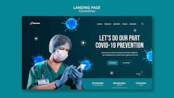 PSD gratuito plantilla de diseño de página de destino de coronavirus