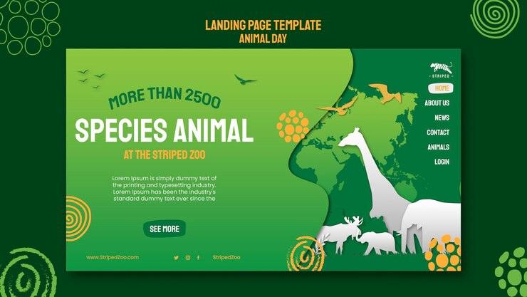 PSD gratuito plantilla de diseño de página de destino del día de los animales