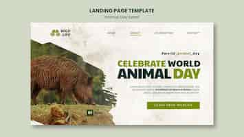 PSD gratuito plantilla de diseño de página de destino del día de los animales