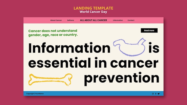PSD gratuito plantilla de diseño de página de destino del día mundial contra el cáncer