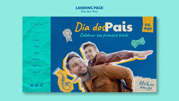 PSD gratuito plantilla de diseño de página de destino del día del padre