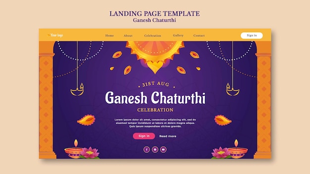 PSD gratuito plantilla de diseño de página de destino de ganesh chaturthi