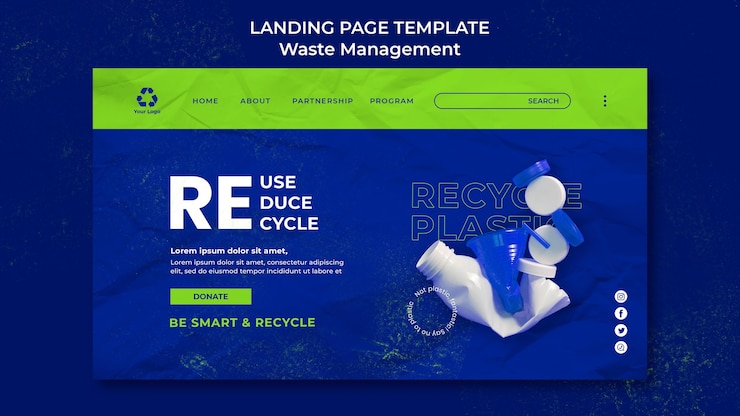 PSD gratuito plantilla de diseño de página de destino de gestión de residuos