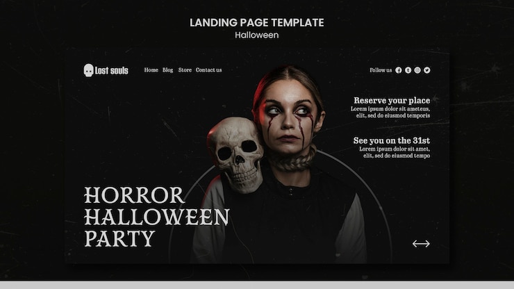PSD gratuito plantilla de diseño de página de destino de halloween
