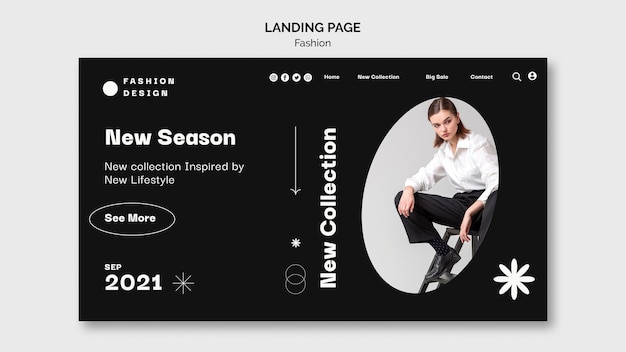 PSD gratuito plantilla de diseño de página de destino de moda