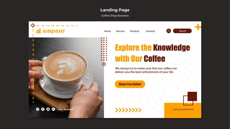 PSD gratuito plantilla de diseño de página de destino de negocios de cafetería