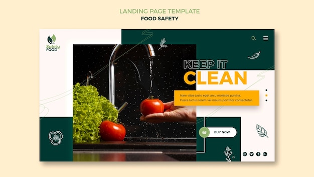 PSD gratuito plantilla de diseño de página de destino de seguridad alimentaria