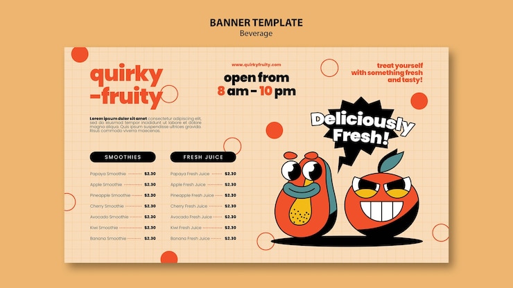 PSD gratuito plantilla de diseño de personajes de bebidas de banner