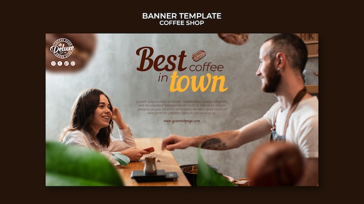 PSD gratuito plantilla de diseño plano de la cafetería