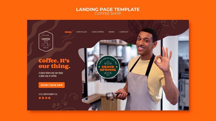 PSD gratuito plantilla de diseño plano de la cafetería