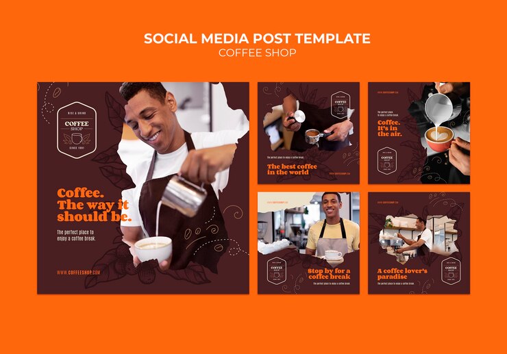 PSD gratuito plantilla de diseño plano de la cafetería