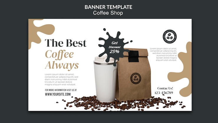 PSD gratuito plantilla de diseño plano de la cafetería