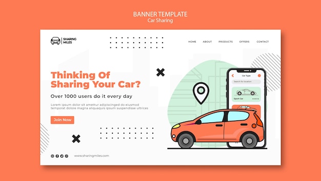 Plantilla de diseño plano para compartir coche