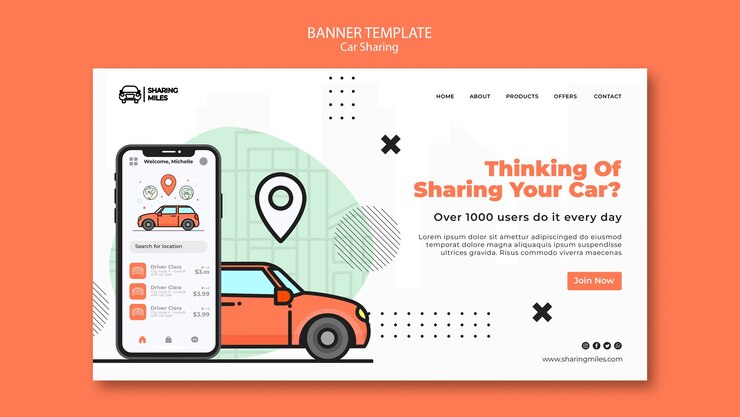 PSD gratuito plantilla de diseño plano para compartir coche
